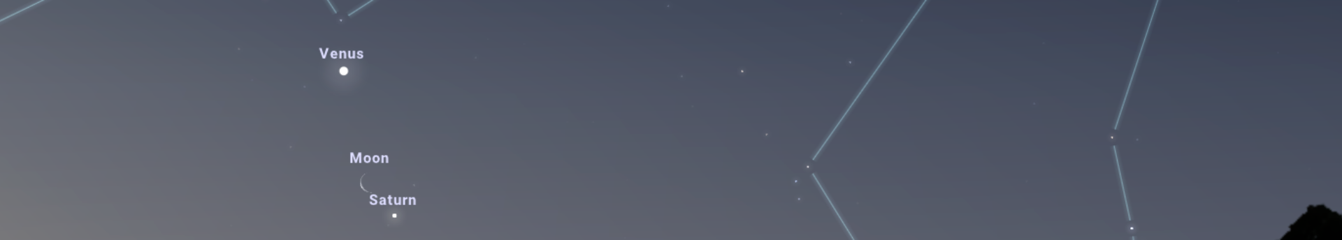Fényes gyöngysor az égen: együtt áll a Vénusz, a Hold és a Szaturnusz