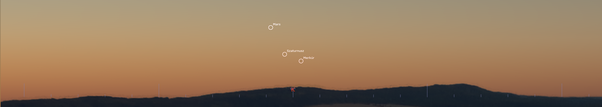 Egy vonalban a bolygók: ritka formációban a Mars, a Szaturnusz és a Merkúr