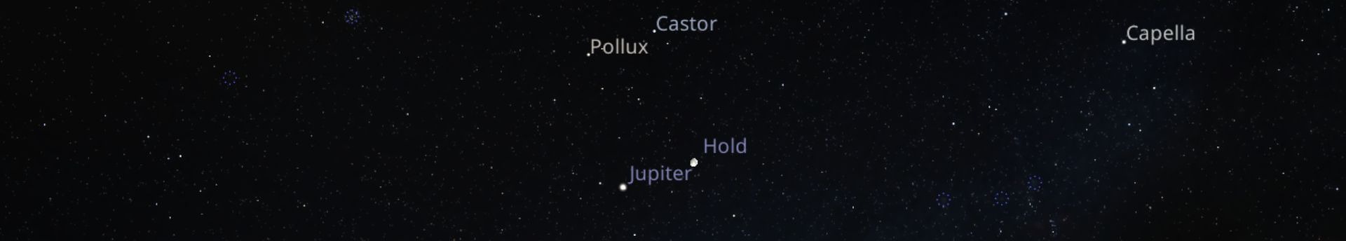 Porondon a Hold, a Jupiter, a Pollux és a Castor: téglalap, majd T-betű az égen