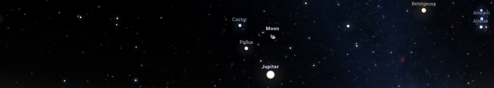 A novemberi négyszögek netovábbja: együtt áll a Hold, a Jupiter, a Pollux és a Castor
