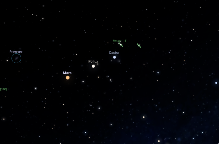 Eljött az Ikrek ideje: a Mars egy vonalba kerül a Pollux és Castor csillagokkal