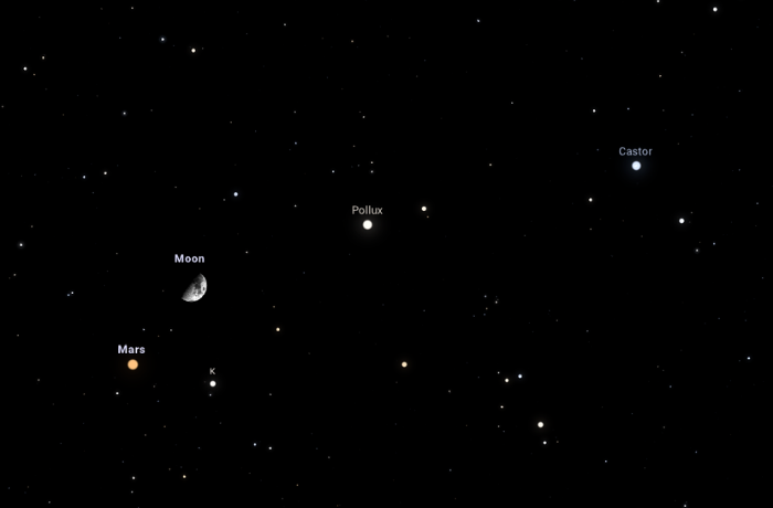 Együtt áll a Mars és a félhold az áprilisi égen