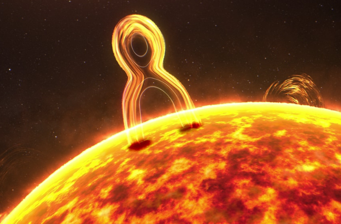 Összefonódó mágneses terek egy napfolt felett