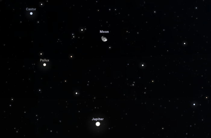 A novemberi négyszögek netovábbja: együtt áll a Hold, a Jupiter, a Pollux és a Castor