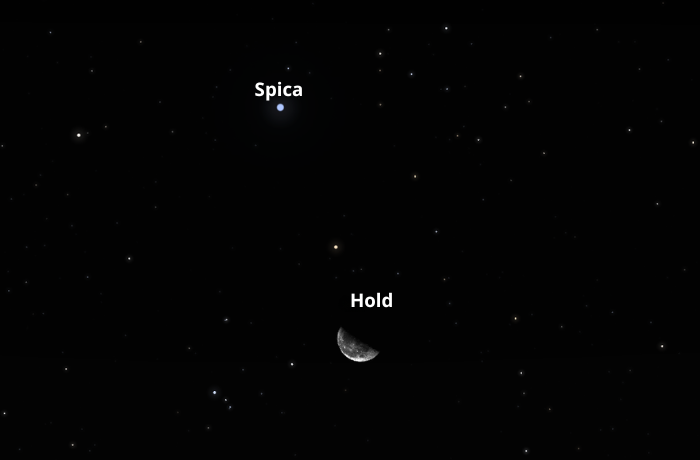 A Spica és a Hold együttállása a hajnali égen