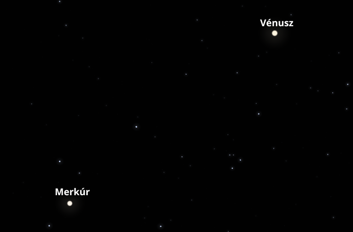 A Vénusz és a Merkúr együttállása a nappali égen