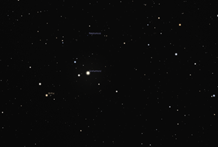 A Szaturnusz helyzete a Halak csillagképben az oppozíció idején. (forrás: Stellárium)