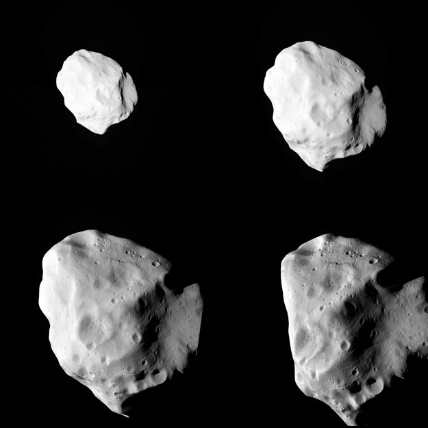 (21) Lutetia a Rosetta űrszonda felvételen, különböző távolságokból. Forrás: www.sci.esa.int