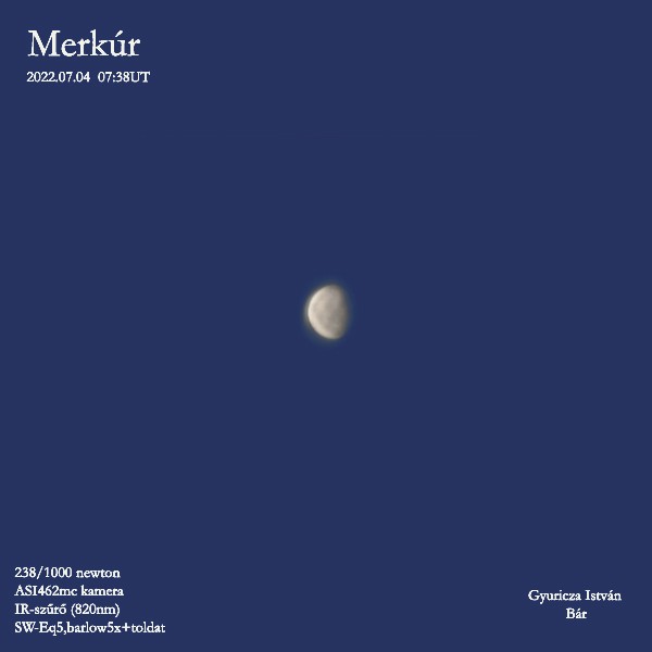 Gyuricza István csodálatos Merkúr észlelése az MCSE Észlelésfeltöltőről.
