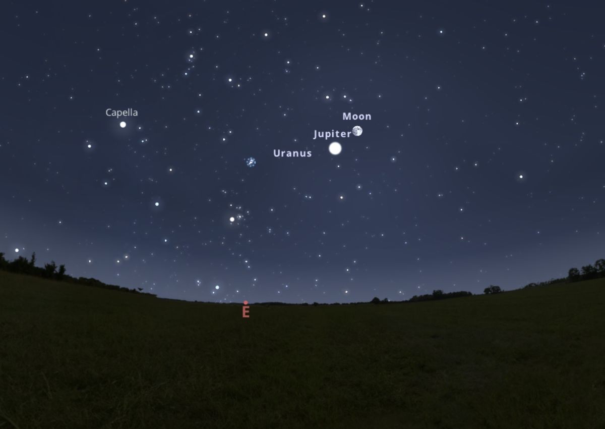 Szombat este a délkeleti égen lesz látható a 100%-os telihold, 21:34-kor. FORRÁS: Stellarium-web.org