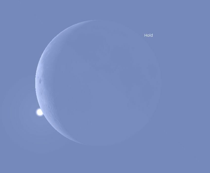 A Vénusz, mielőtt belép égi kísérőnk mögé, 11:08-kor. FORRÁS: Stellarium-web.org