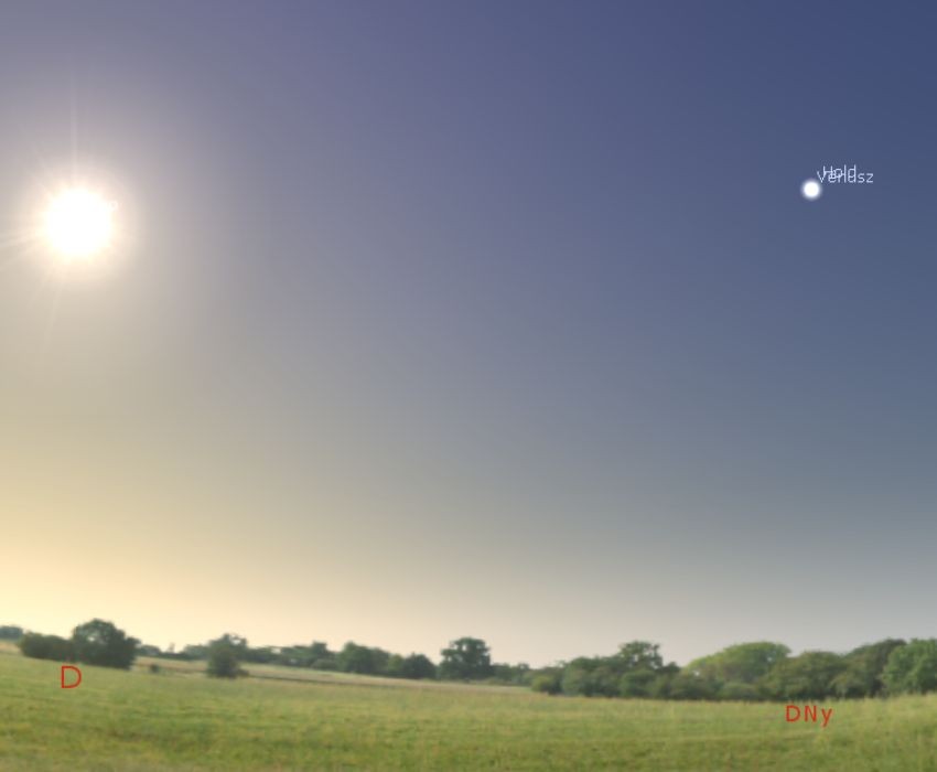 A Hold és a Vénusz helyzete november 9-én, 10:30-kor. FORRÁS: Stellarium-web.org