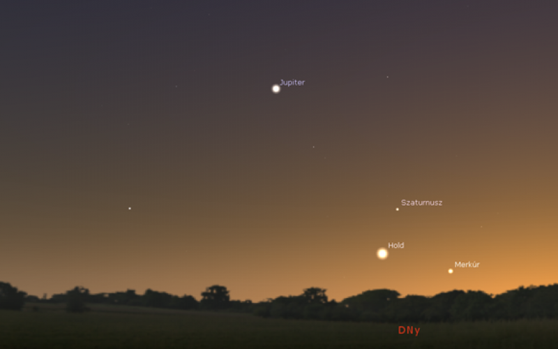 Stellarium illusztráció, január 4-e 16:40-kor.
