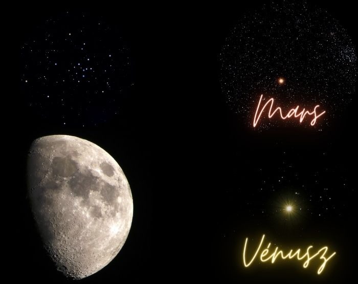 Égi szomszédok találkozója: A ragyogó Vénusz, a vörös színű Mars és a dagadó Hold a tetőteraszról kacsintanak - 06.29.